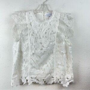 NEW LUCY PARIS Heidi Lace Ruffled Shoulder Top 
Size L